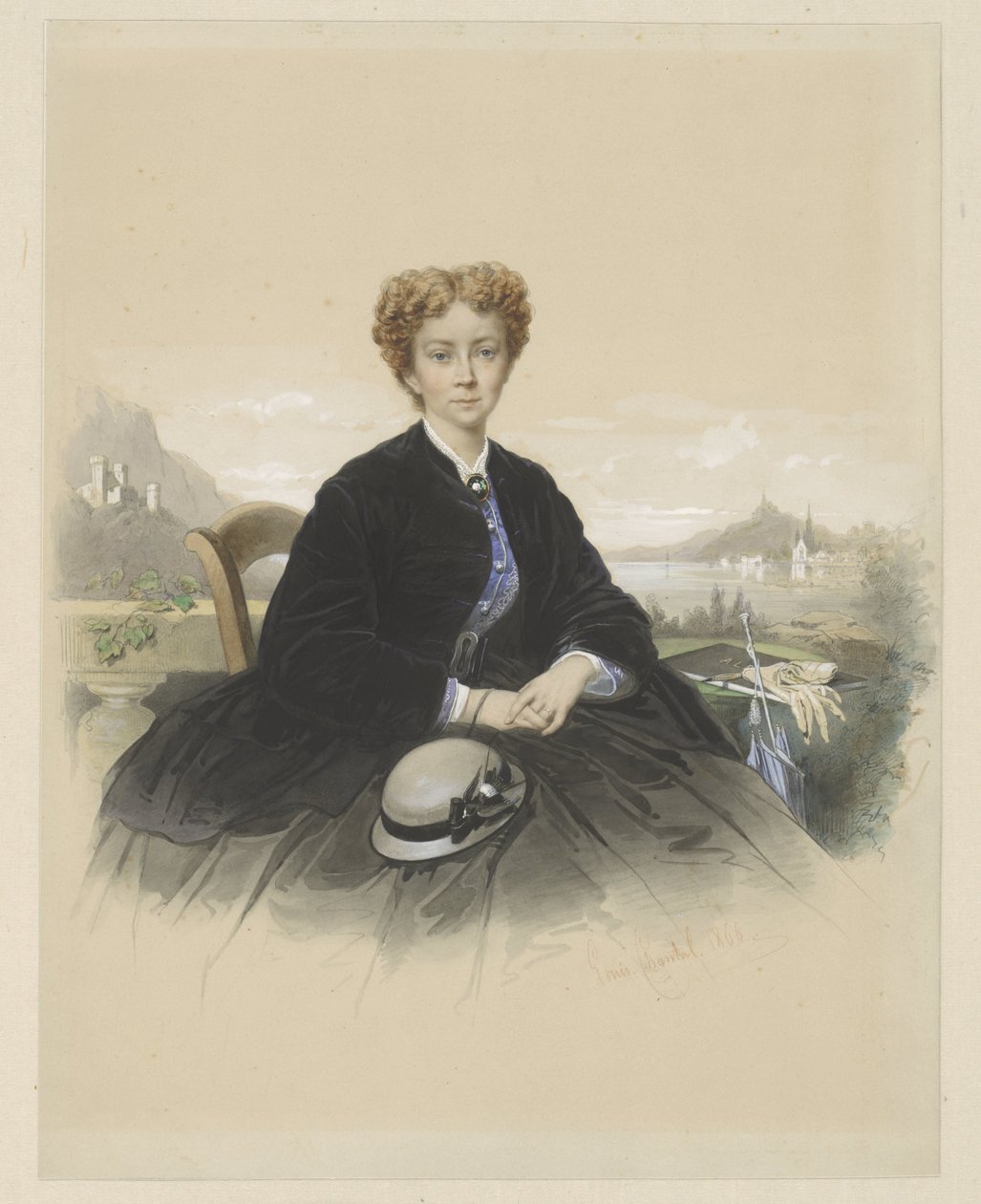 Portrét van Maria Elisabeth Adolphine Waller-Schill od Louis Chantal