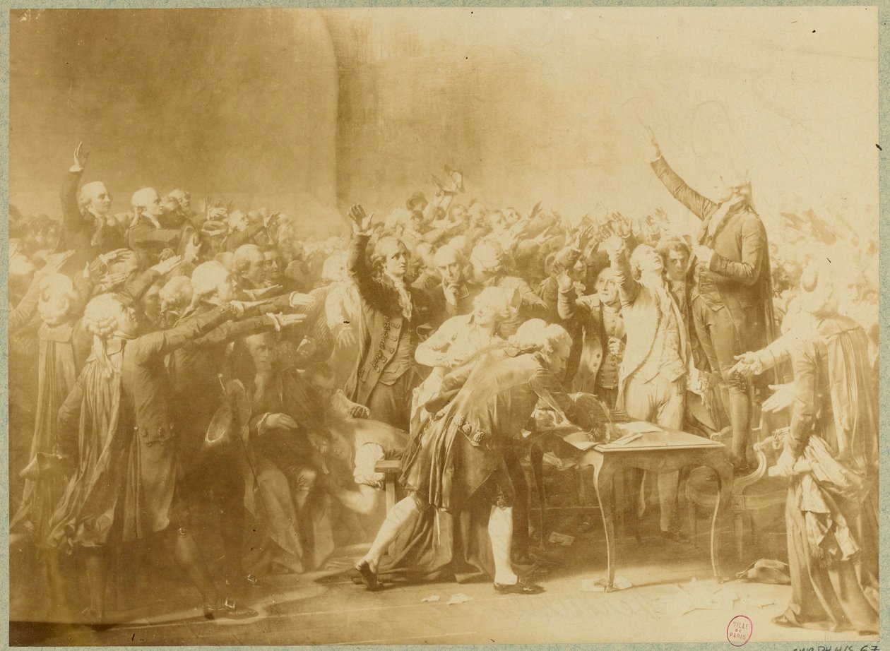 Přísaha tenisového kurtu, 20. června 1789 (sépiová fotografie) od Louis Charles Auguste (after) Couder