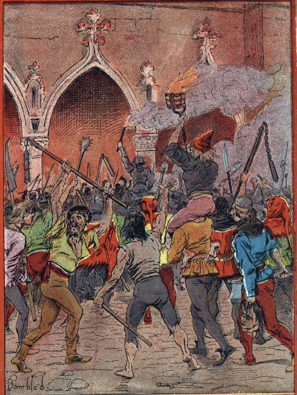 Vyhlášení nové daně v roce 1382 za vlády Karla VI., populace unavená daňovým útlakem vzrostla (vzpoury maillotinů nebo harelle, scéna lidového pozdvižení na náměstí Place de l