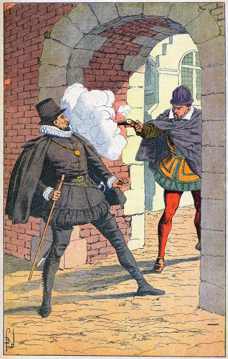 Vražda Viléma I. Tichého v Delftu v roce 1584 od Louis Charles Bombled