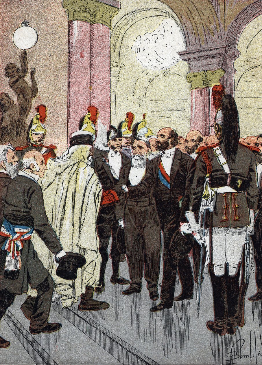 Banket starostů Francie (Raut starostů Francie 18. srpna 1889 na radnici v Paříži, pozván na oslavu Velké výstavy) Ilustrace Louis Charles Bombled (1862-1927) z Mercierových „Les grandes journees de l