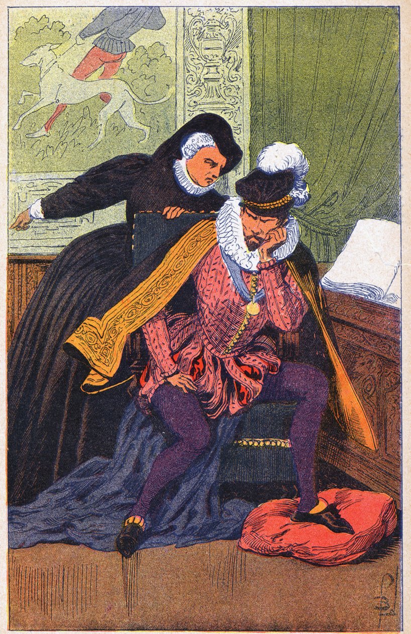 Kateřina Medicejská a její syn Karel IX od Louis Charles Bombled