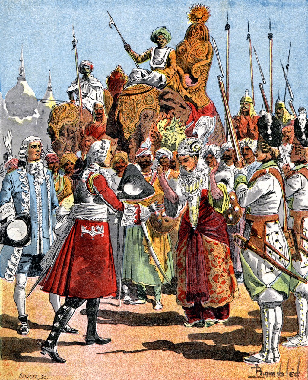 Dumas přijímá vdovu Dost Ali Khan od Louis Charles Bombled