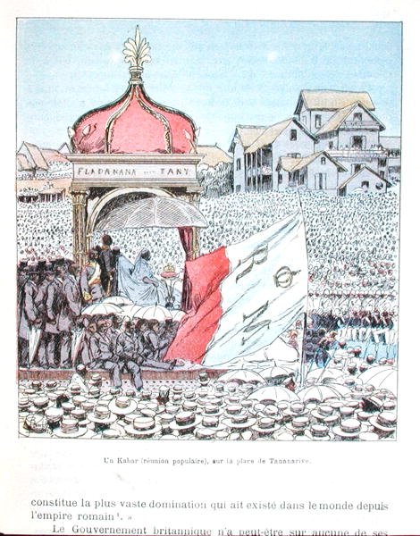 Festivalové setkání v Tananarive s královnou Ranavalonou III. (1862-1917), z 