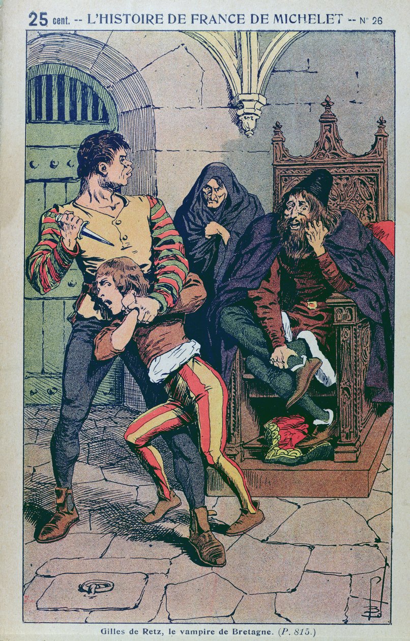 Gilles de Laval (1404-40) Lord of Rais, v „Populární historii Francie“ od J. Micheleta, kolem roku 1900 od Louis Charles Bombled