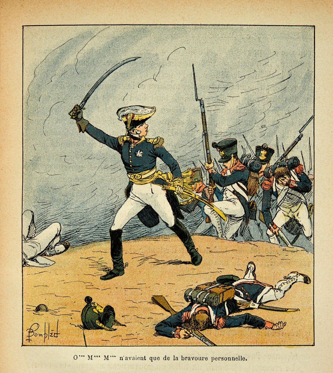 Ilustrace Bombled Louis (1862-1927) z knihy „Památník svaté Heleny“ od hraběte Emmanuela de Las Cases (1766-1842): Generální poplatek v čele jeho vojsk, soukromá sbírka od Louis Charles Bombled