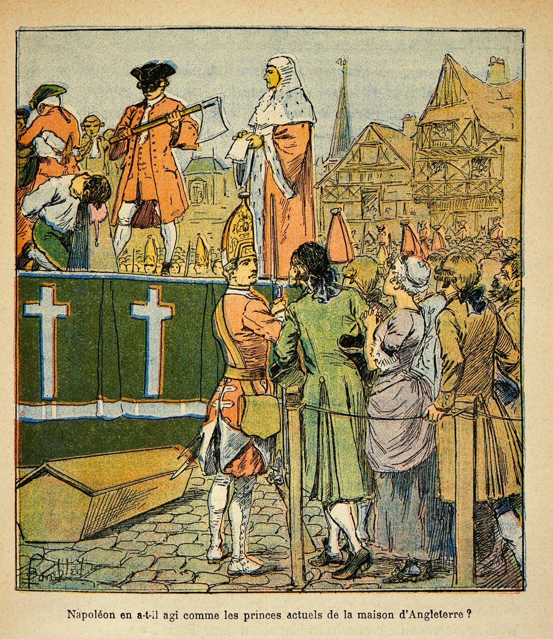 Ilustrace Bombled Louis (1862-1927) z knihy „The Memorial of Saint Helene“ od hraběte Emmanuela de Las Cases (1766-1842): Veřejná poprava v Anglii v 18. století, soukromá sbírka od Louis Charles Bombled