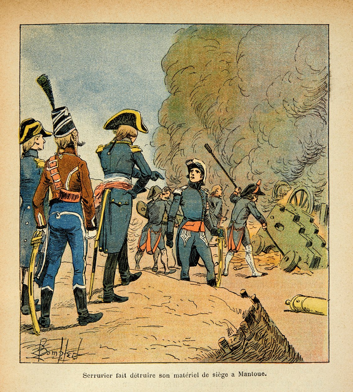 Ilustrace Bombled Louis (1862-1927) z knihy „Památník svaté Heleny“ od hraběte Emmanuela de Las Cases (1766-1842): Zámečník nechal zničit své zbraně v sídle Mantovy, Soukromá sbírka od Louis Charles Bombled