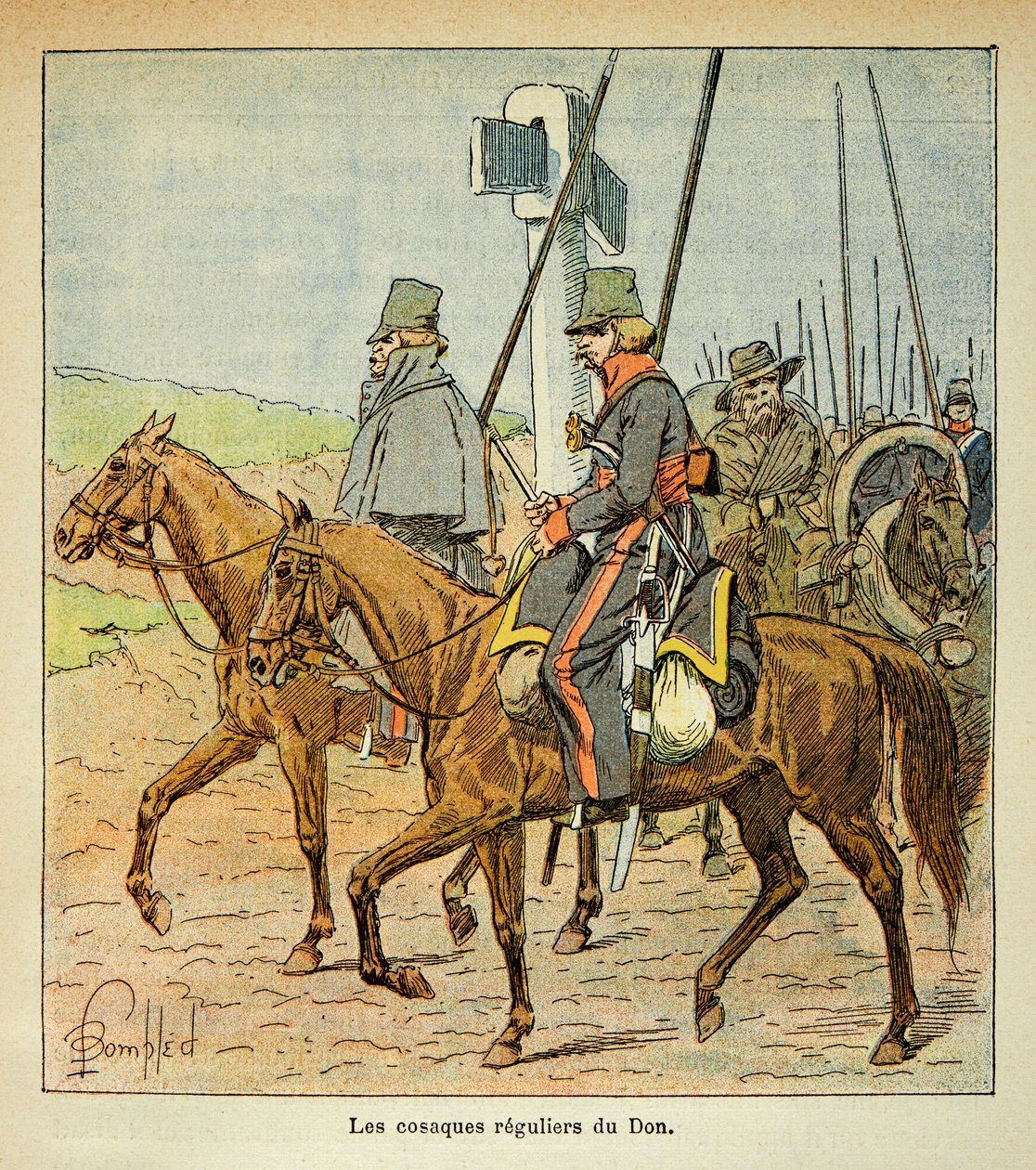 Ilustrace Bombled Louis (1862-1927) z knihy „Památník svaté Heleny“ od hraběte Emmanuela de Las Cases (1766-1842): The Cossacks of the Don, Private Collection od Louis Charles Bombled