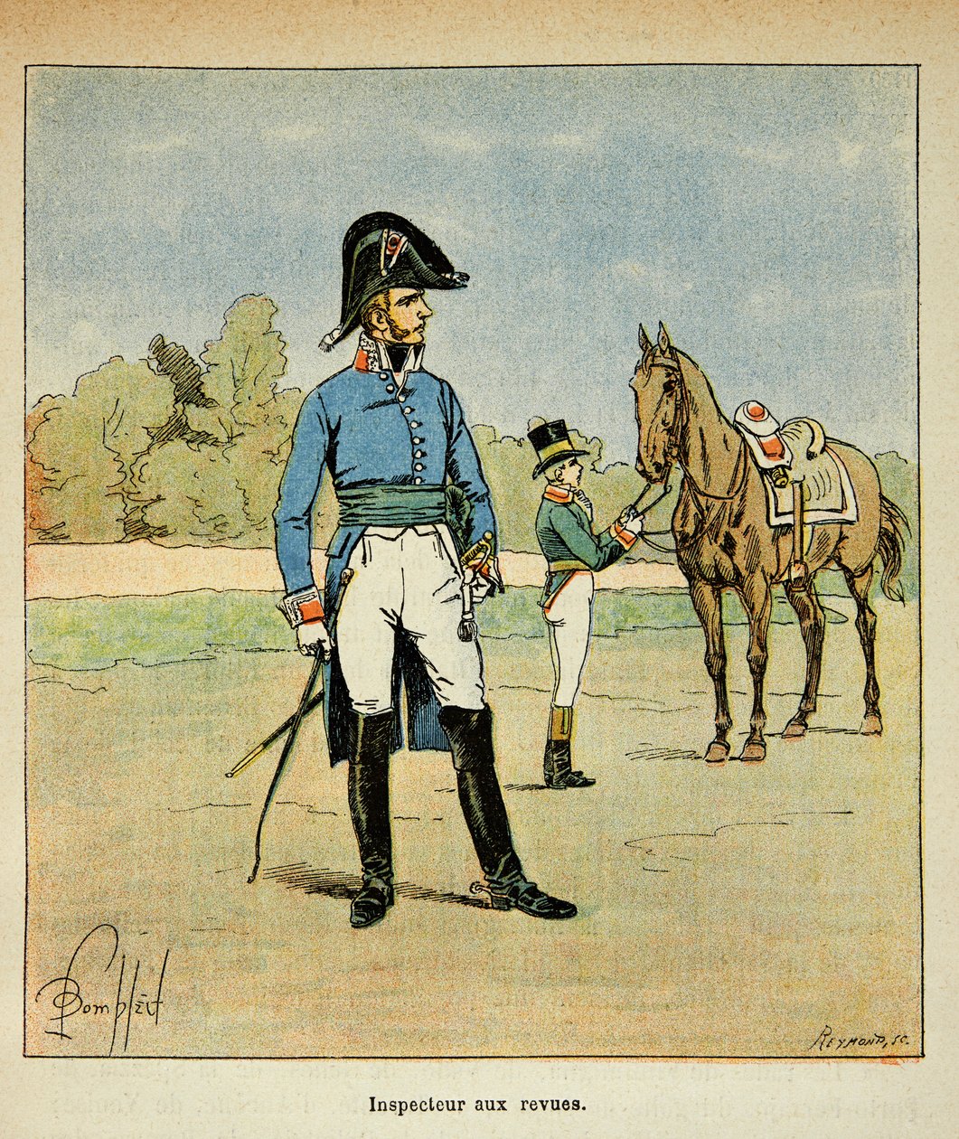 Ilustrace Bombled Louis (1862-1927) z knihy „Památník svaté Heleny“ od hraběte Emmanuela de Las Cases (1766-1842): Portrét inspektora v časopisech, soukromá sbírka od Louis Charles Bombled