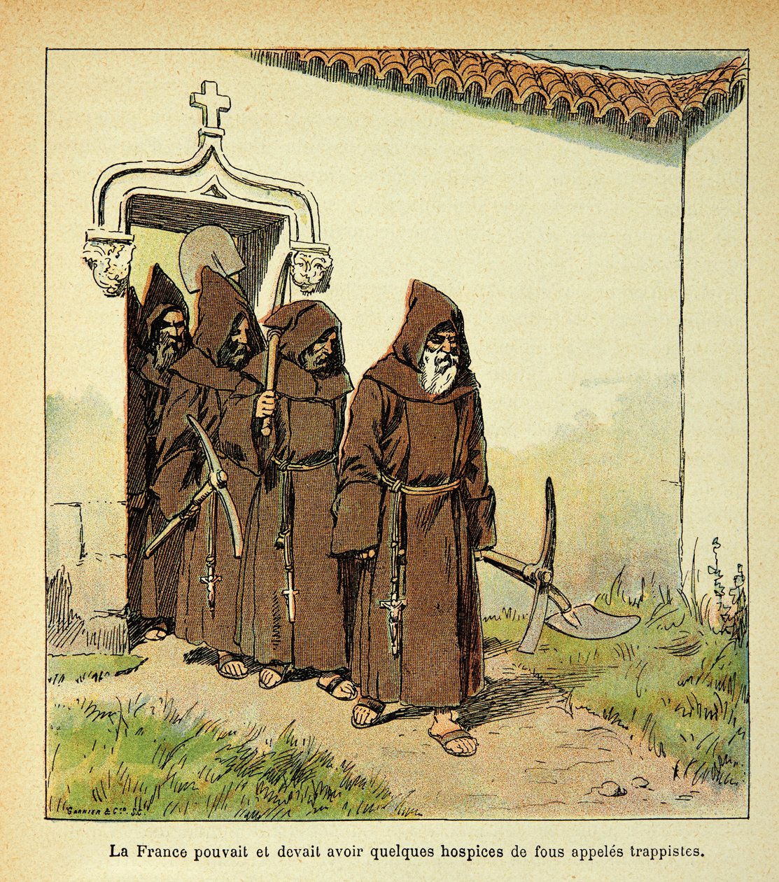 Ilustrace Bombled Louis (1862-1927) z knihy „The Memorial of Saint Helene“ od hraběte Emmanuela de Las Cases (1766-1842): Trappists, Private Collection od Louis Charles Bombled
