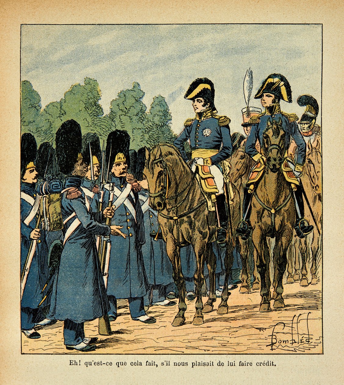 Ilustrace Bombled Louis (1862-1927) z knihy „Památník svaté Heleny“ od hraběte Emmanuela de Las Cases (1766-1842): Nevrlý volá důstojníka, Soukromá sbírka od Louis Charles Bombled