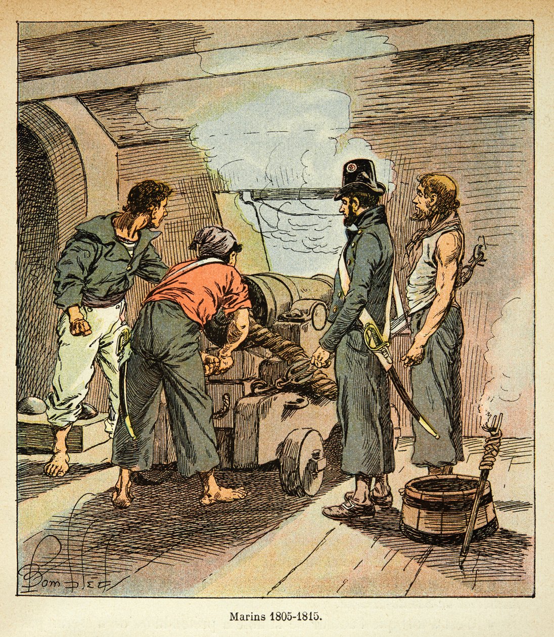 Ilustrace Bombled Louis (1862-1927) z knihy „Památník svaté Heleny“ od hraběte Emmanuela de Las Cases (1766-1842): Francouzští námořníci v letech 1805 až 1815, soukromá sbírka od Louis Charles Bombled