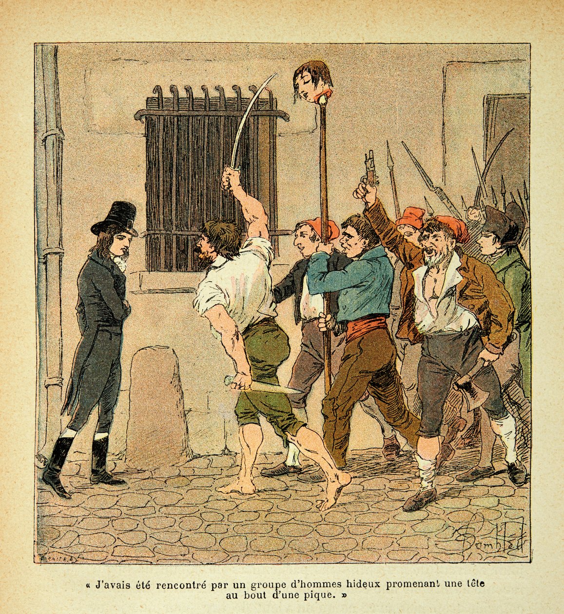 Ilustrace Bombled Louis (1862-1927) z knihy „Památník svaté Heleny“ od hraběte Emmanuela de Las Cases (1766-1842): Bonaparte během francouzské revoluce konfrontující dav, soukromá sbírka od Louis Charles Bombled