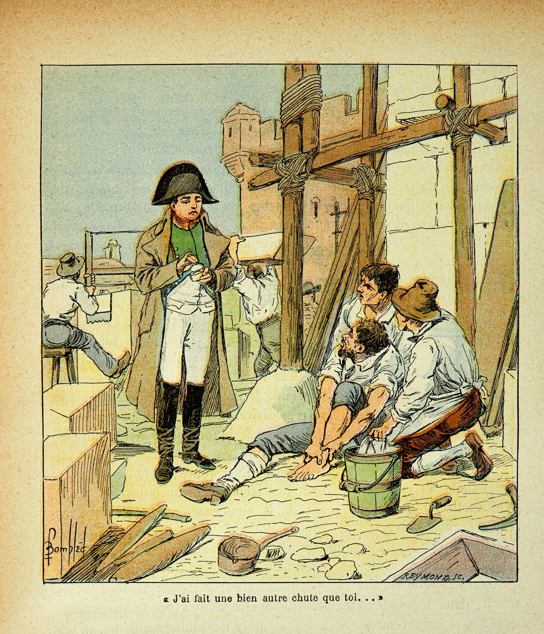 Ilustrace Bombled Louis (1862-1927) z knihy „Památník svaté Heleny“ od hraběte Emmanuela de Las Cases (1766-1842): Na ostrově Elba byl hrobkou macon zaměstnaný v budovách nařízených císařem. Napoleon, který se ho snažil utěšit, řekl od Louis Charles Bombled