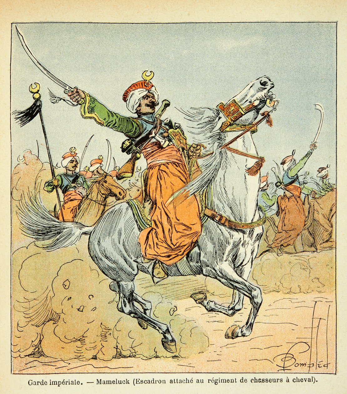 Ilustrace Bombled Louis (1862-1927) z knihy „Památník svaté Heleny“ od hraběte Emmanuela de Las Cases (1766-1842): Mamluk z Imperiální gardy, soukromá sbírka od Louis Charles Bombled