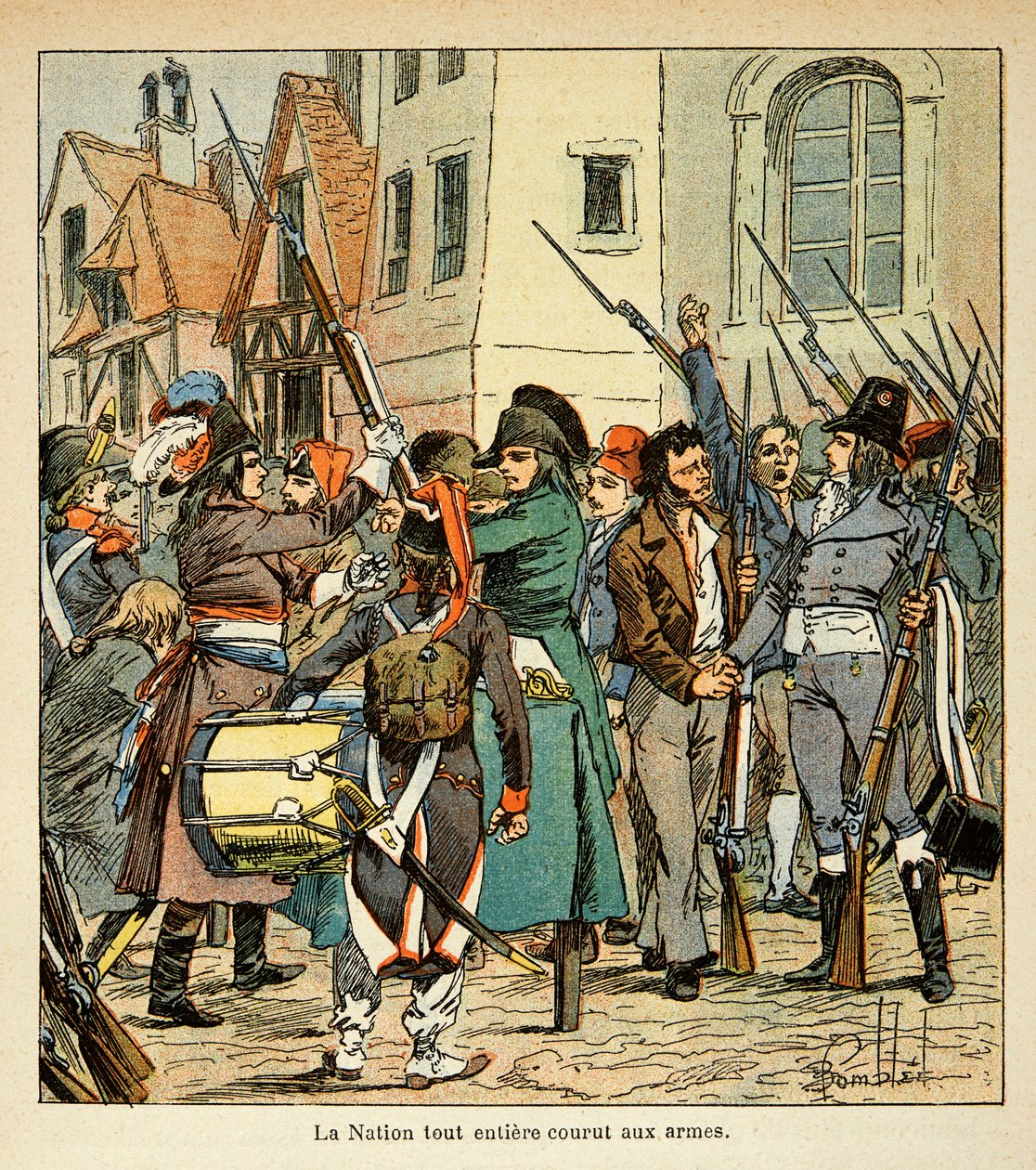 Ilustrace Bombled Louis (1862-1927) z knihy „Památník svaté Heleny“ od hraběte Emmanuela de Las Cases (1766-1842): Celý národ běžel do zbraně proti Angličanům, Soukromá sbírka od Louis Charles Bombled