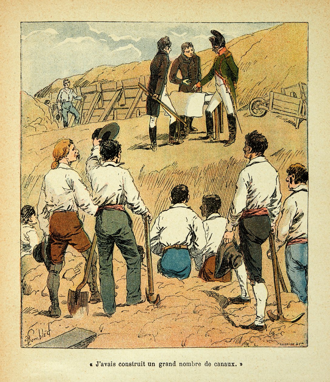 Ilustrace Bombled Louis (1862-1927) z knihy „Památník Sainte Helene“ od hraběte Emmanuela de Las Cases (1766-1842): Napoleon řídil hlavní díla ve Francii během své vlády, Collection Partial od Louis Charles Bombled
