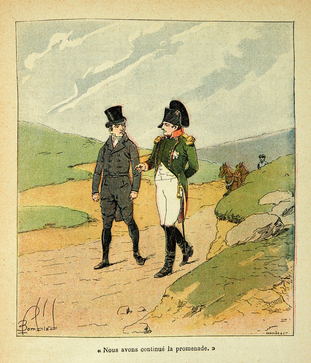 Ilustrace Bombled Louis (1862-1927) z knihy „The memorial se Sainte Helene“ od hraběte Emmanuela de Las Cases (1766-1842): Las Cases et Napoleon a Ste Helene, soukromá sbírka od Louis Charles Bombled
