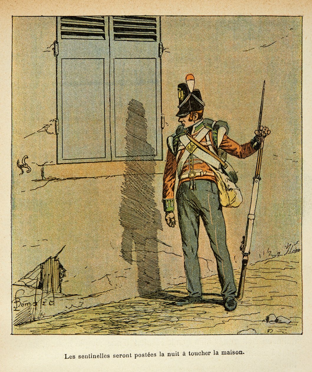 Ilustrace Bombardovaného Ludvíka (1862-1927) z knihy „Památník svaté Heleny“ od hraběte Emmanuela de Las Cases (1766-1842): Anglický strážce umístěný poblíž císařského domu v St. Helene, soukromá sbírka od Louis Charles Bombled