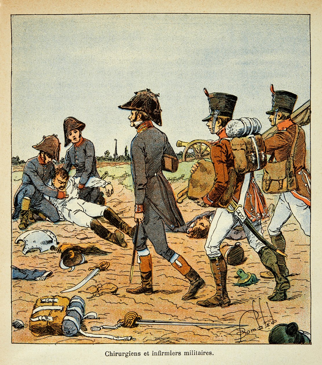 Ilustrace Bombardovaného Louise (1862-1927) z knihy „Památník svaté Heleny“ od hraběte Emmanuela de Las Cases (1766-1842): Portrét vojenských chirurgů a sester z Velké Armee, soukromá sbírka od Louis Charles Bombled