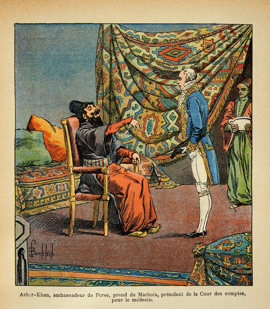 Bombardovaný Louis (1862-1927) Francois Barbe-Marbois, perský velvyslanec, Asker - Khan, na návštěvě Paříže (Beard Marbois) (1745-1837), prezident od Louis Charles Bombled