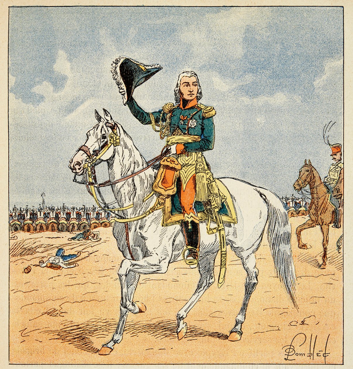 Ilustrace Bombardovaného Louise (1862-1927) z knihy „Památník svaté Heleny“ od hraběte Emmanuela de Las Cases (1766-1842): Jezdecký portrét marechala Jean Baptiste Bessieres (1768-1813), vévoda z Istrie, vojín Sbírka od Louis Charles Bombled