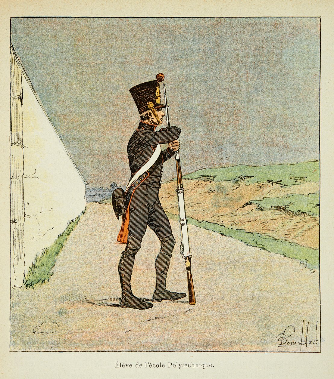 Ilustrace Bombardovaného Louise (1862-1927) z knihy „Památník svaté Heleny“ od hraběte Emmanuela de Las Cases (1766-1842): Student polytechnické školy, soukromá sbírka od Louis Charles Bombled