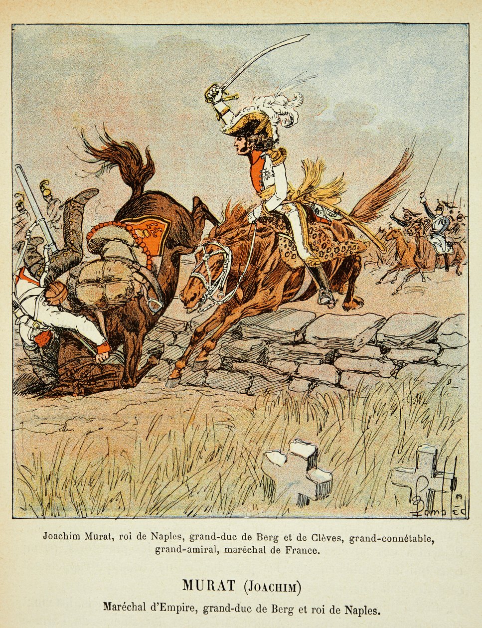 Ilustrace Bombardovaného Louise (1862-1927) z knihy „Památník svaté Heleny“ od hraběte Emmanuela de Las Cases (1766-1842): Poplatek Joachima Murata (1767-1815), soukromá sbírka od Louis Charles Bombled