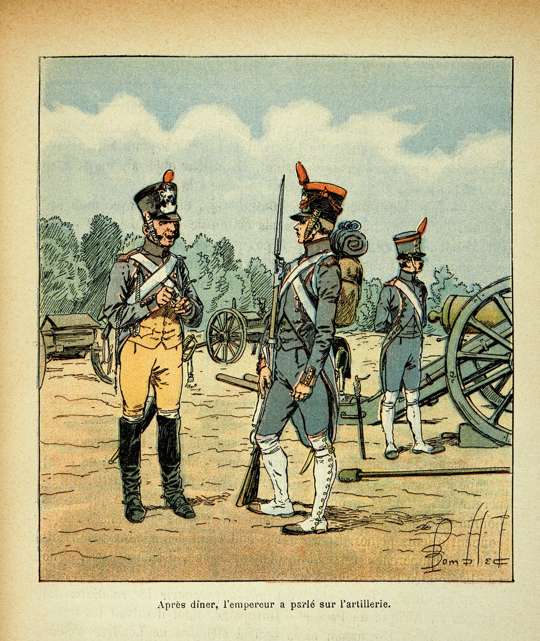 Ilustrace Bombardovaného Louise (1862-1927) z knihy „Památník svaté Heleny“ od hraběte Emmanuela de Las Cases (1766-1842): Dělostřelectvo císařské gardy, soukromá sbírka od Louis Charles Bombled