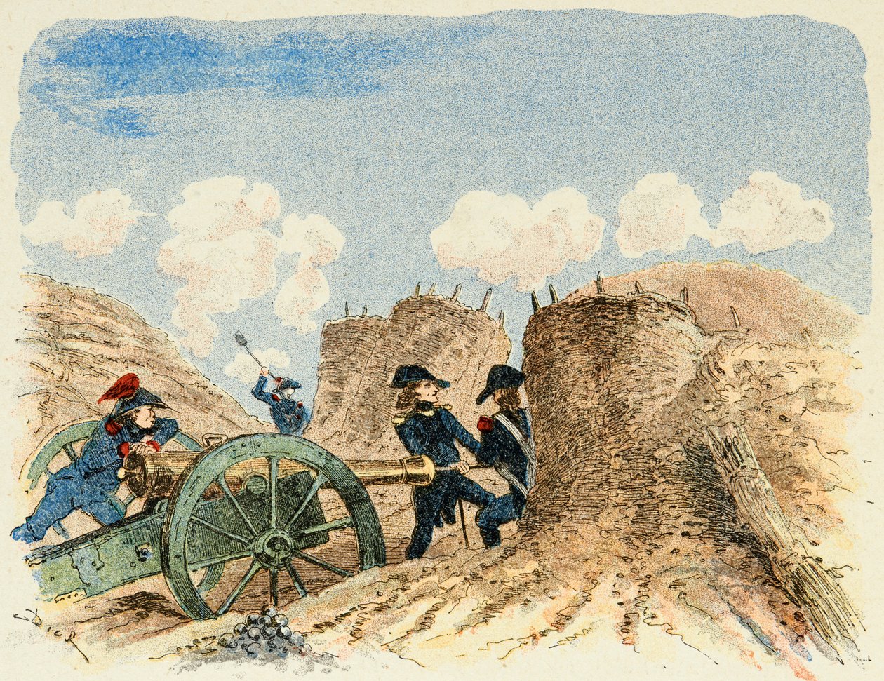 Ilustrace převzatá z knihy „Les heros du Siecle“, neoficiální recitace Dicka de Lonlay a ilustrovaná Louisem Bombledem (1862-1927) od Louis Charles Bombled