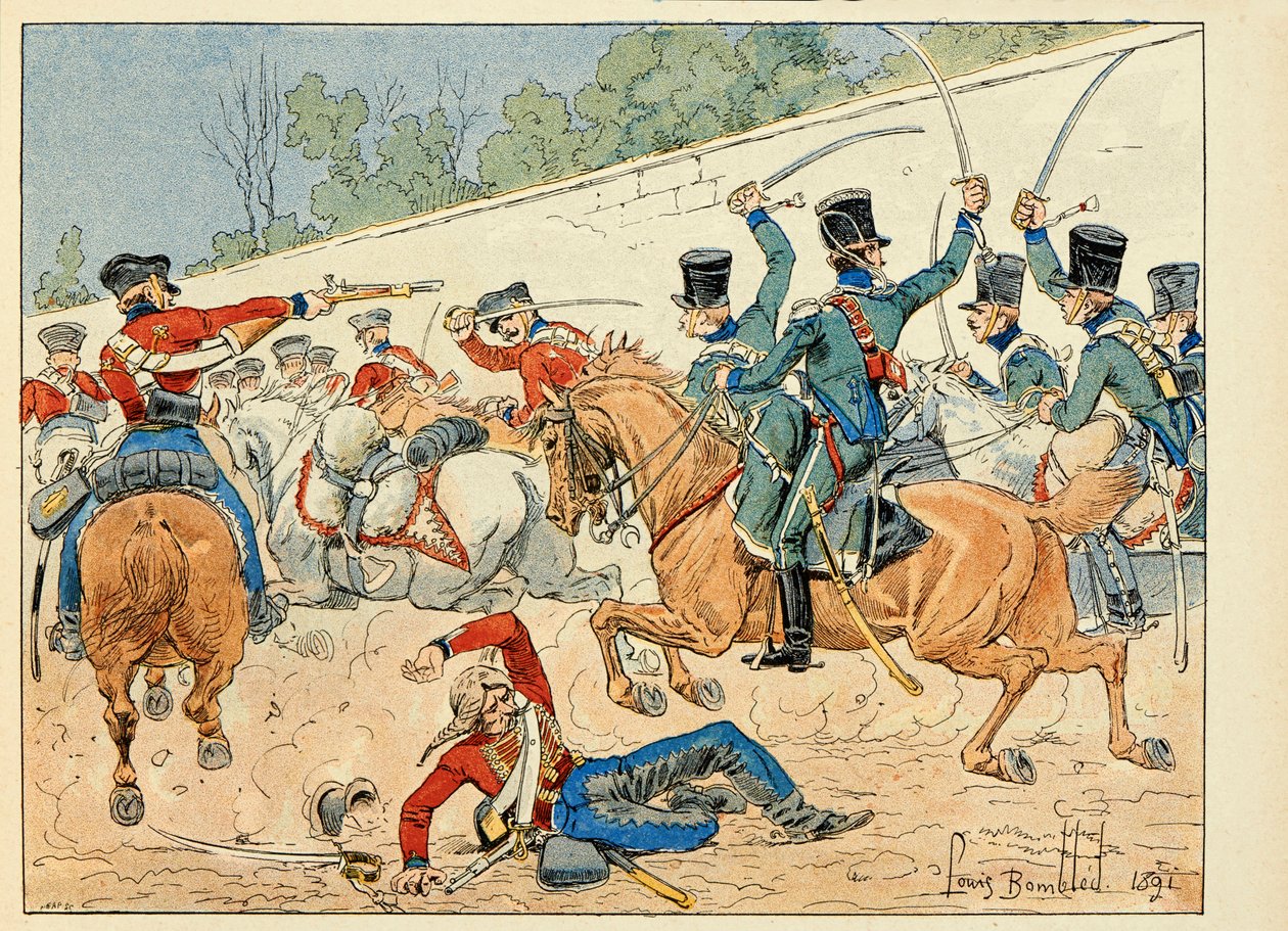Ilustrace převzatá z knihy „Les heros du Siecle“, neoficiální recitace Dicka de Lonlay a ilustrované Louisem Bombledem (1862-1927) od Louis Charles Bombled