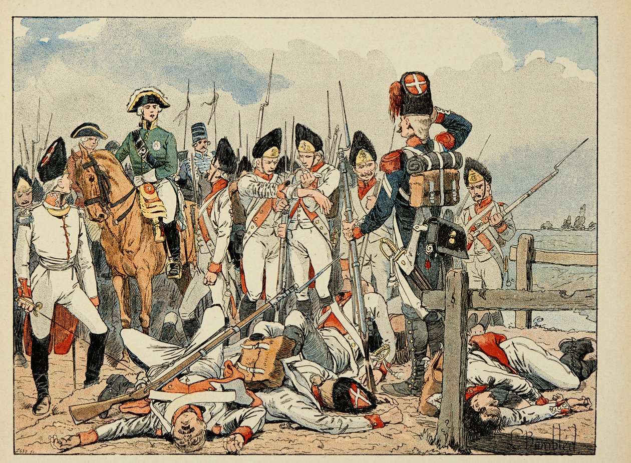 Ilustrace převzatá z knihy „The Heros of the Siecle“, anekdotické recitace Dicka de Lonlay a ilustrované Louisem Bombledem (1862-1927) od Louis Charles Bombled