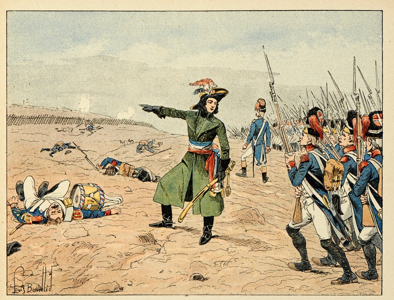 Ilustrace převzatá z knihy „The Heros of the Siecle“, anekdotické recitace Dicka de Lonlay a ilustrované Louisem Bombledem (1862-1927) od Louis Charles Bombled