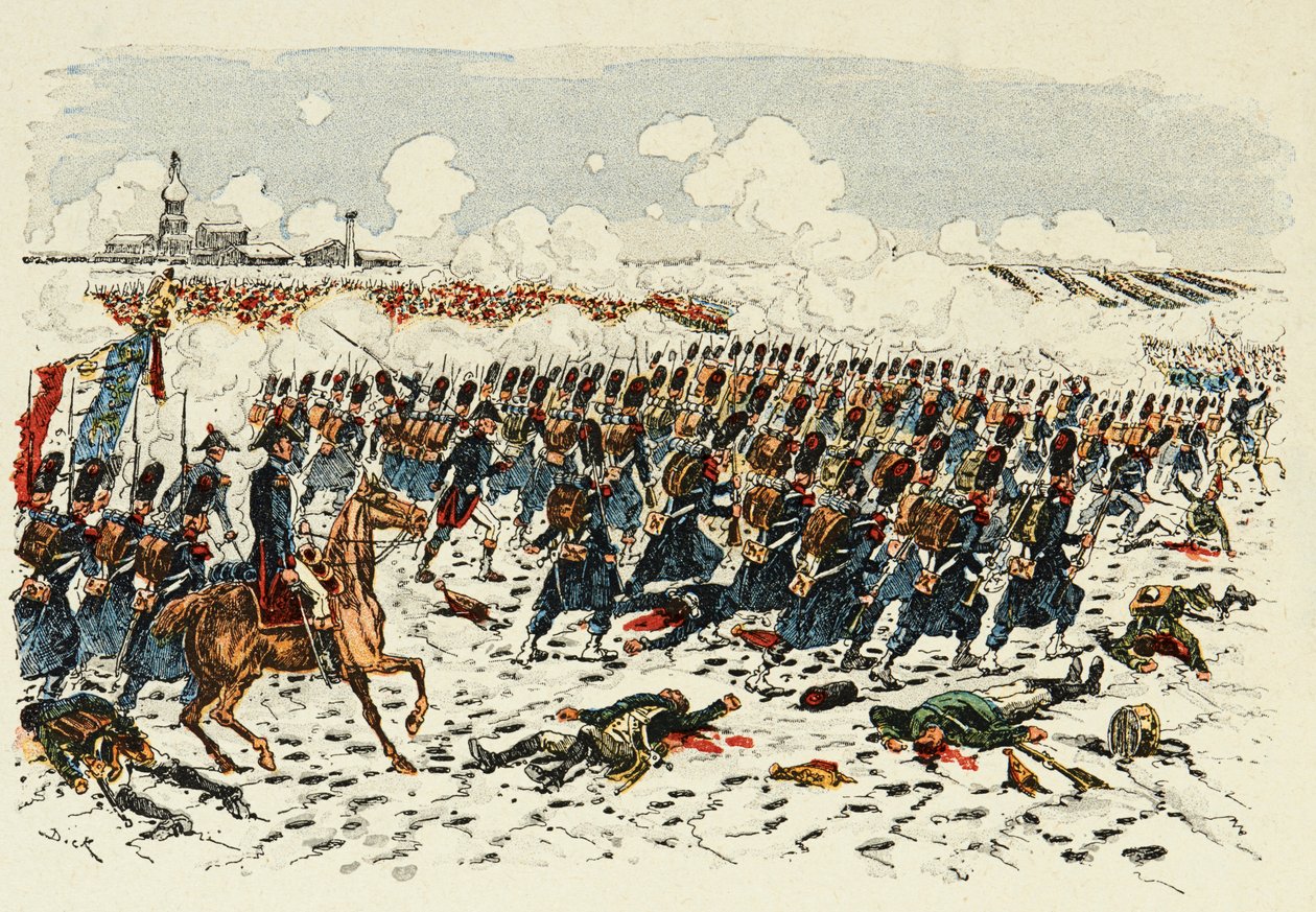 Ilustrace převzatá z knihy „Hrdinové století“, anekdotické recitace Dicka de Lonlay a ilustrované Louisem Bombledem (1862-1927) od Louis Charles Bombled