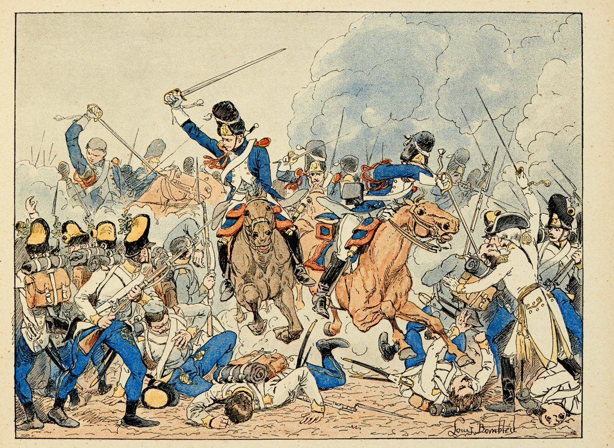 Ilustrace převzatá z knihy „Hrdinové století“, anekdotické recitace Dicka de Lonlay a ilustrované Louisem Bombledem (1862-1927) od Louis Charles Bombled