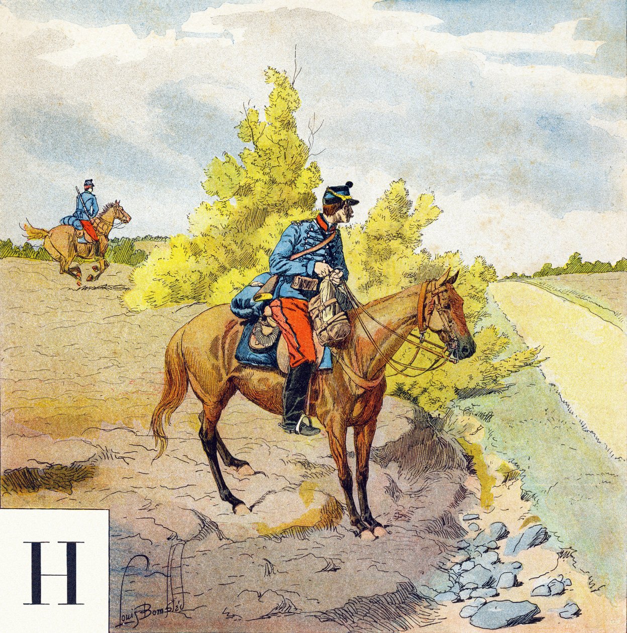 Písmeno H: Husaři, "Budu voják" - Vojenská abeceda od Louis Charles Bombled