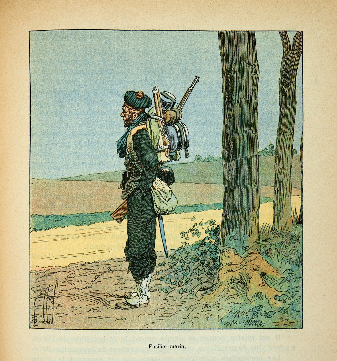 Armee of the Loire od Eugena Sergenta, známého jako Grenest, ilustrované Louisem Bombledem (1862-1927) (francouzsko-německá válka; kampaň 1870-1871): Marine Fusilier v roce 1870, soukromá sbírka od Louis Charles Bombled
