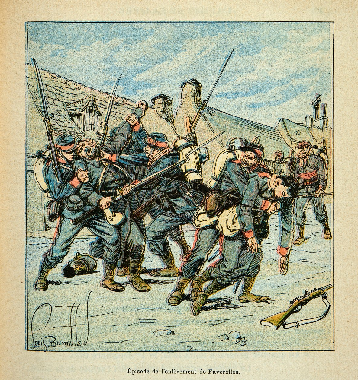 Armee of the Loire Eugene Sergent, známý jako Grenest, ilustrovaný Louisem Bombledem (1862-1927) (francouzsko-německá válka; kampaň 1870-1871): Boj mezi Prusy a Francouzi v roce 1870, Soukromá sbírka od Louis Charles Bombled
