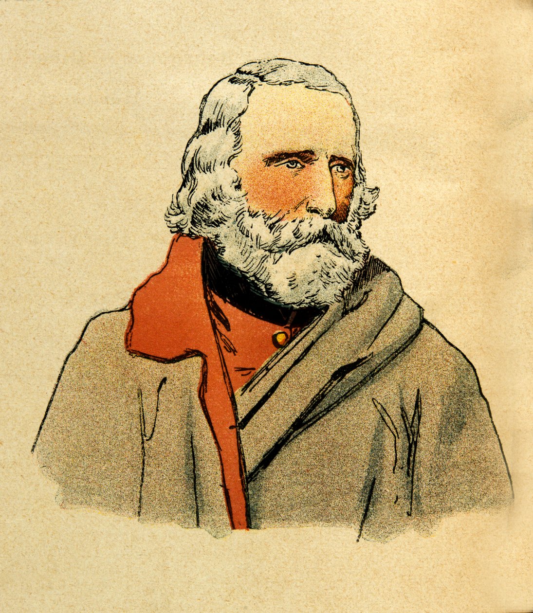 Východní Armee Eugena seržanta, známý jako Grenest, ilustrovaný Louisem Bombledem (1862-1927) (francouzsko-německá válka; kampaň 1870-1871): Portrét Giuseppe Garibaldiho (1807-1882), soukromá sbírka od Louis Charles Bombled