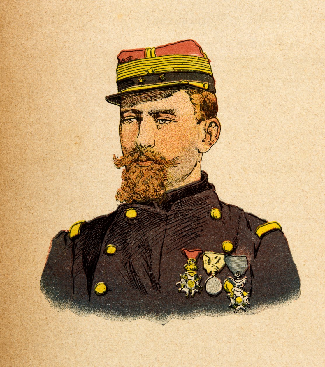 Východní Armee of Eugene Sergeant, známý jako Grenest, ilustrovaný Louisem Bombledem (1862-1927) (francouzsko-německá válka; kampaň 1870-1871): Portrét generála Cremera (1840-1876), soukromá sbírka od Louis Charles Bombled