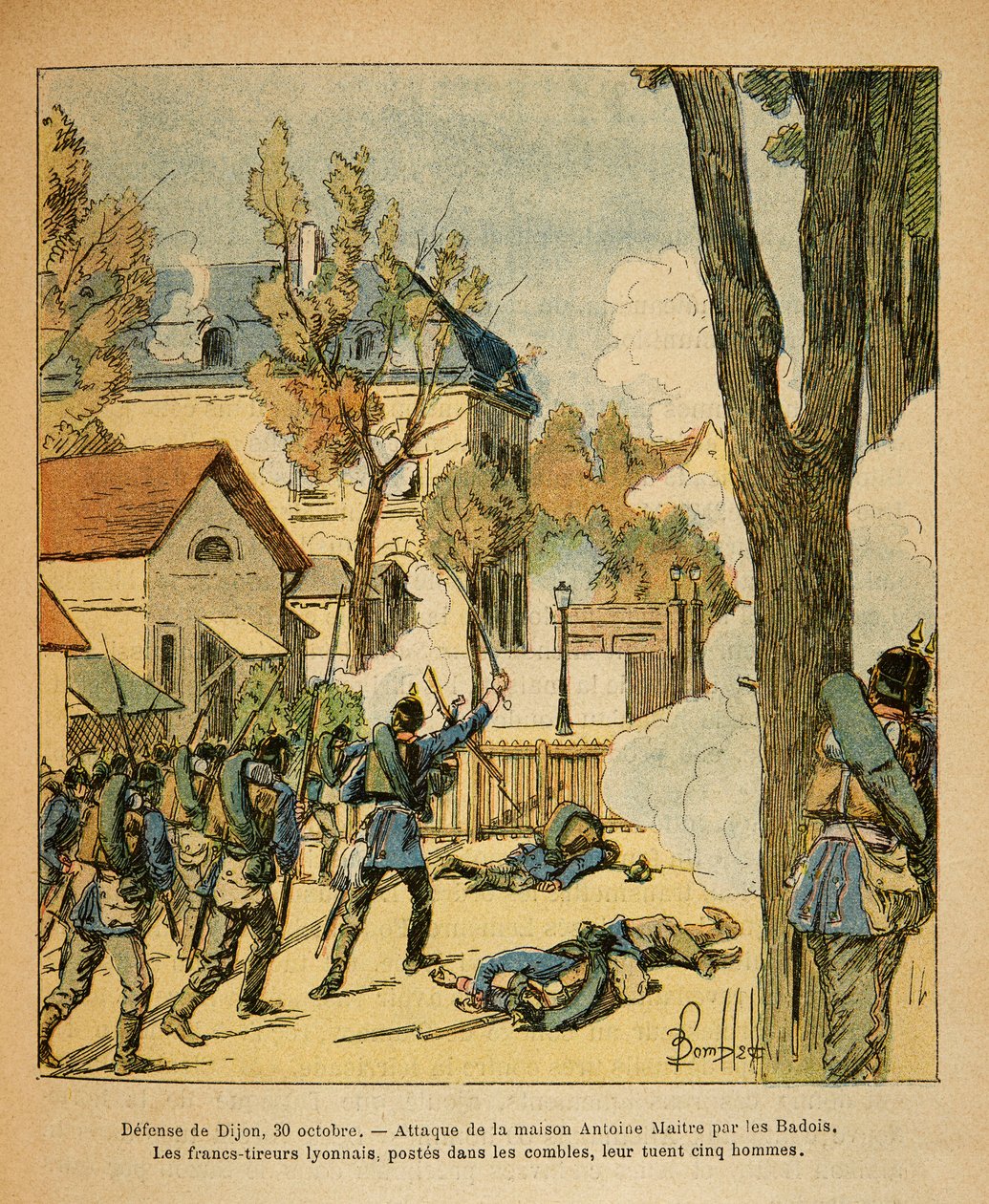 Východní Armee seržanta Eugena, známá jako Grenest, ilustrovaná Louisem Bombledem (1862-1927) (francouzsko-německá válka; kampaň 1870-1871): Obrana Dijonu 30. října od Louis Charles Bombled