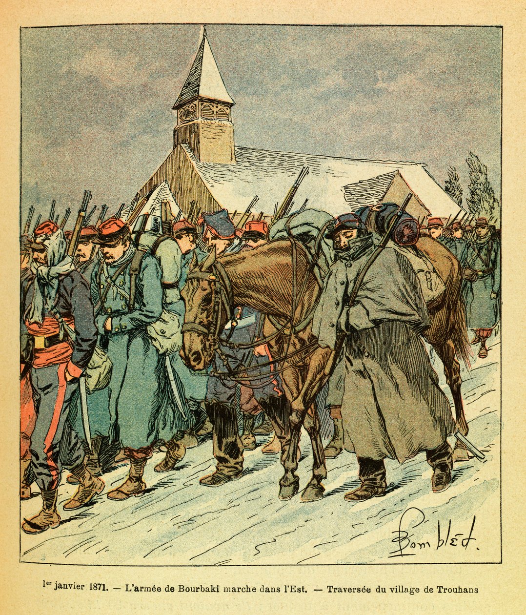 Východní Armee seržanta Eugena, známá jako Grenest, ilustrovaná Louisem Bombledem (1862-1927) (francouzsko-německá válka; kampaň 1870-1871): 1. ledna od Louis Charles Bombled