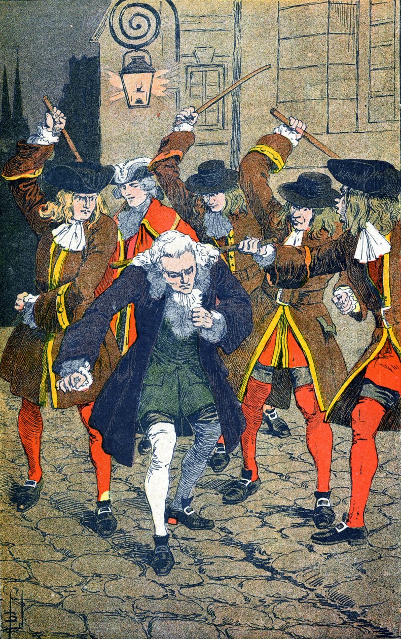 Rytíř z Rohanu přiměje Voltaira rossing svým lidem od Louis Charles Bombled
