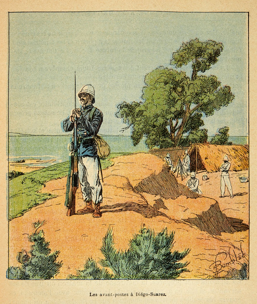 The War in Madagascar-Anecdotal History of the French Expeditions of 1885-1895 (Válka na Madagaskaru - anekdotické dějiny francouzských výprav v letech 1885-1895), autor Henri Galli dit Galllichet (1854-1922), ilustroval Louis Bombled (1862-1927): Francouz od Louis Charles Bombled