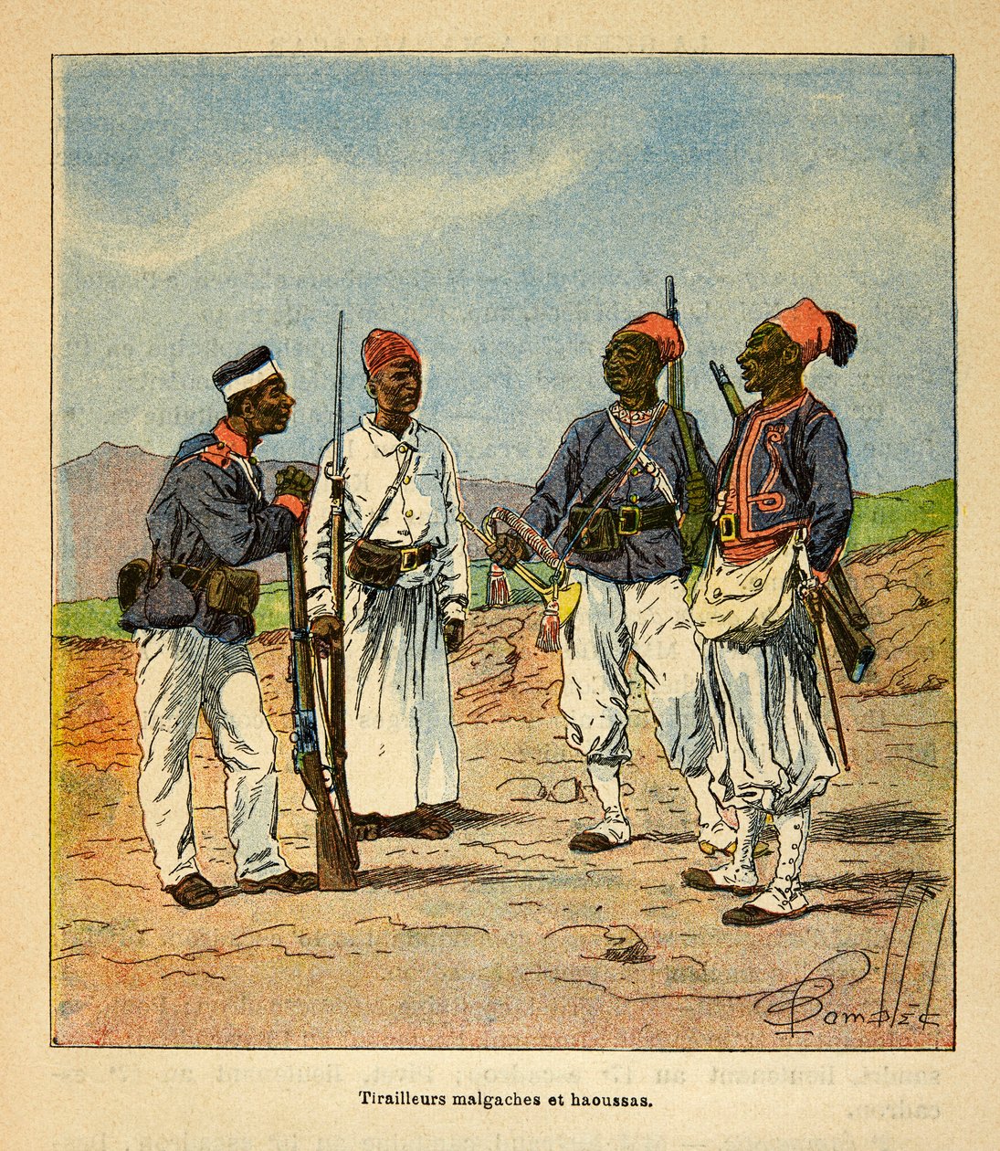 The War in Madagascar-Anecdotal History of the French Expeditions of 1885-1895 (Válka na Madagaskaru - anekdotické dějiny francouzských výprav v letech 1885-1895), autor Henri Galli dit Galllichet (1854-1922), ilustroval Louis Bombled (1862-1927): Tiraille od Louis Charles Bombled