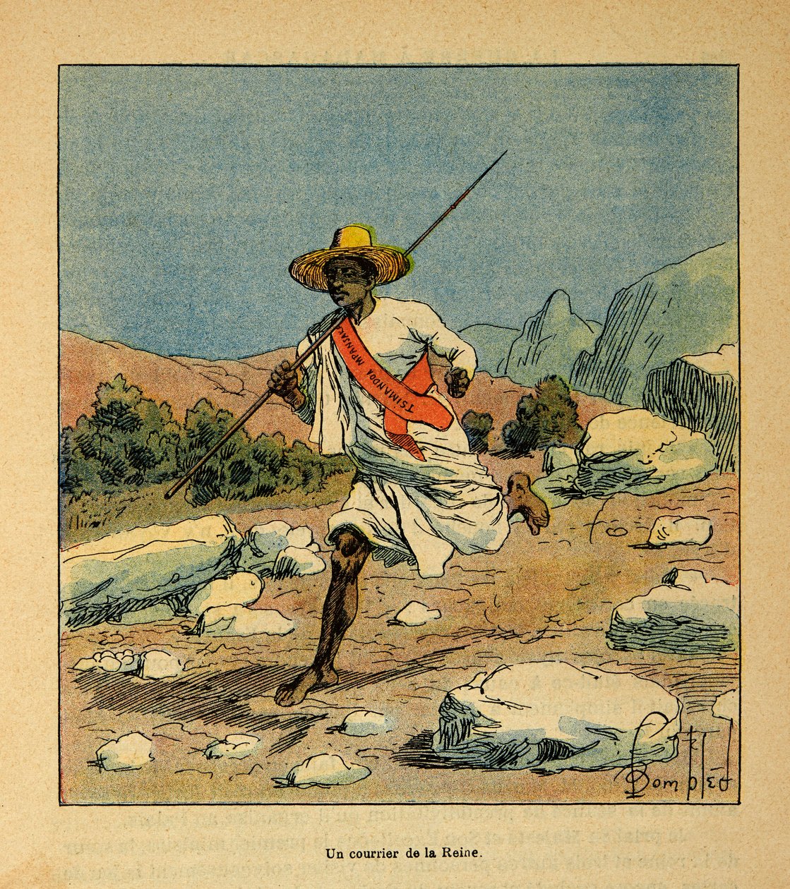 The War in Madagascar-Anecdotal History of the French Expeditions of 1885-1895 (Válka na Madagaskaru - anekdotické dějiny francouzských výprav v letech 1885-1895), autor Henri Galli dit Galllichet (1854-1922), ilustroval Louis Bombled (1862-1927): Kurýr od od Louis Charles Bombled