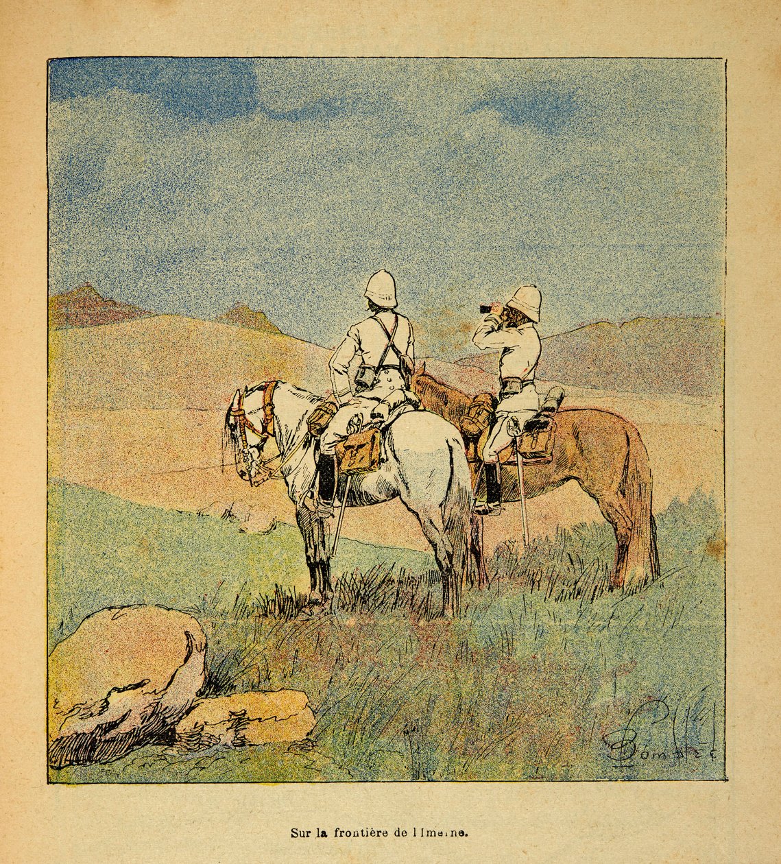 The War in Madagascar-Anecdotal History of the French Expeditions of 1885-1895 (Válka na Madagaskaru - anekdotické dějiny francouzských výprav v letech 1885-1895), autor Henri Galli dit Galllichet (1854-1922), ilustroval Louis Bombled (1862-1927): Vojenský od Louis Charles Bombled