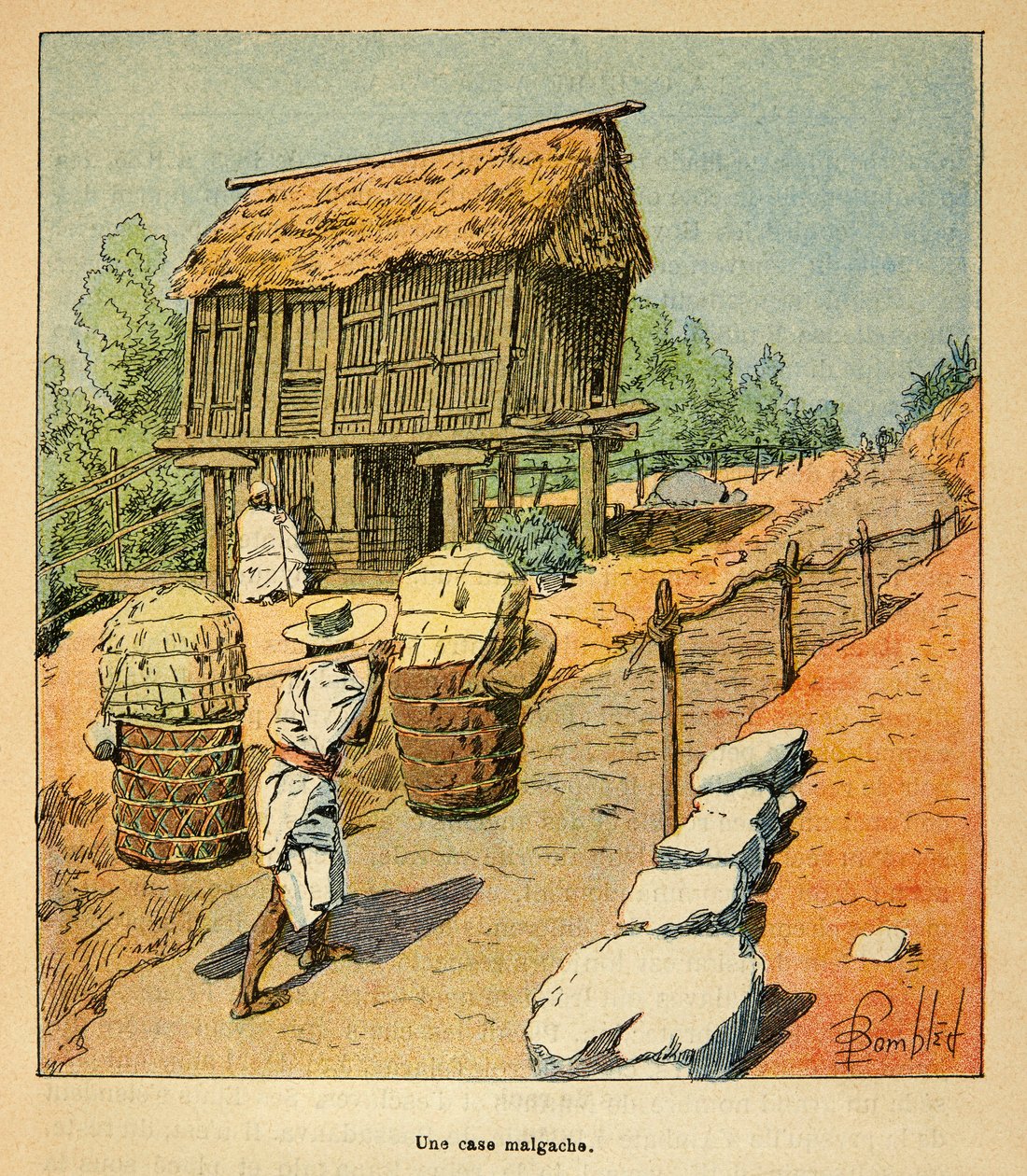 Válka na Madagaskaru - neoficiální historie francouzských expedic 1885-1895 od Henri Galli dit Galllichet (1854-1922), ilustrované Louisem Bombledem (1862-1927): Případ Madagaskaru v 19. století, soukromá sbírka od Louis Charles Bombled