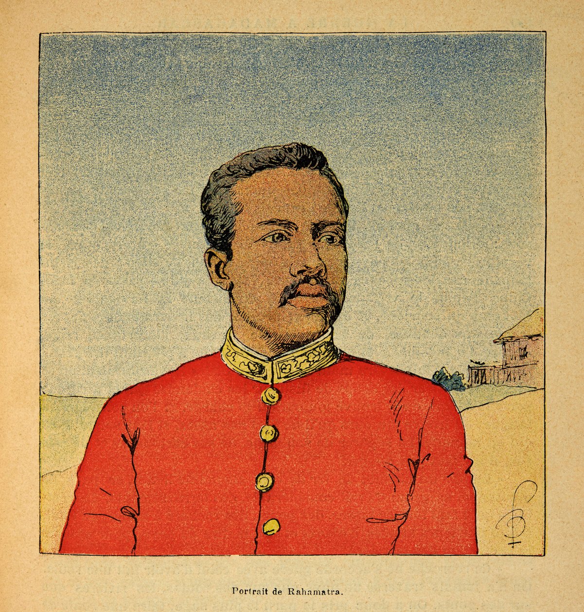 Válka na Madagaskaru - neoficiální historie francouzských expedic 1885-1895 od Henri Galli dit Galllichet (1854-1922), ilustroval Louis Bombled (1862-1927): Portrét prince Ramahatry, soukromá sbírka od Louis Charles Bombled